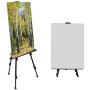 T-Sign 72 Tall Display Easel Stand, Aluminum Metal Tripod Art Easel Adjustable Height from 22-72”, Extra Sturdy for Table-Top/Floor Painting, Drawing and Display with Bag, Black