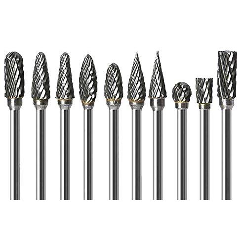 Carving Bits for Rotary Tool Accessories, Tungsten Carbide Burr Set Double Cutter 1/8 inch Shank for Woodworking, Drilling Metal, Carving, Engraving, and Polishing