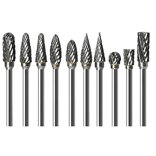 Carving Bits for Rotary Tool Accessories, Tungsten Carbide Burr Set Double Cutter 1/8 inch Shank for Woodworking, Drilling Metal, Carving, Engraving, and Polishing