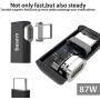 Magnetic USB C Adapter for MacBook Pro, Basevs 4.3A 87W Fast Charge Type C Converter for MacBook (Pro), Samsung S8, Dell XPS, and Other USB C Devices. (Upgrade Version-Black)