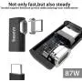 Magnetic USB C Adapter for MacBook Pro, Basevs 4.3A 87W Fast Charge Type C Converter for MacBook (Pro), Samsung S8, Dell XPS, and Other USB C Devices. (Upgrade Version-Black)