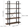 Homfa Bookshelf, 5-Tier Industrial Bookcase, Open Storage Display Shelves Organizer, Accent Furniture with Wood Grain Shelves and Metal Frame for Home Office, 47L x 13W x 70H