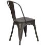 COSTWAY Tolix Style Dining Chairs Industrial Metal Stackable Cafe Side Chair with Wood Seat Set of 4 (Copper-Colored)
