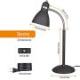 LEPOWER Metal Desk Lamp, Adjustable Goose Neck Table Lamp, Eye-Caring Study Lamps for Bedroom and Office (Sand Black)