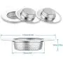 Helect 3-Pack Kitchen Sink Strainer Stainless Steel Drain Filter Strainer with Large Wide Rim 4.5'' for Kitchen Sinks