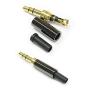 KetDirect 2Pcs Gold 3 Pole 3.5mm Male Repair Headphone Jack Plug Metal Audio Soldering Headset Connector Black