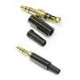 KetDirect 2Pcs Gold 3 Pole 3.5mm Male Repair Headphone Jack Plug Metal Audio Soldering Headset Connector Black