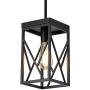 Modern Black Pendant Light with Metal Cage, One-Light Adjustable Rods Industrial Mini Pendant Lighting Fixture for Kitchen Island Cafe Bar Farmhouse, Black