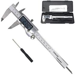 EZT 150mm Digital Calipers, Full Stainless Steel Electronic 6 Inch Digital Vernier Caliper, with Extra-Large LCD Screen, Auto-Off Feature, Inch and Millimeter Conversion Metal Measuring Tool Caliper