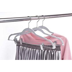 Quality Plastic 20-Pack Non Velvet Non-Flocked Thin Compact Coat Hangers with Metal Clips for Skirts Pants Blouses 360° Swivel Hook (Gray, 20)