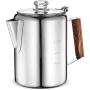 Eurolux Percolator Coffee Maker Pot - 9 Cups | Durable Stainless Steel Material | Brew Coffee On Fire, Grill or Stovetop | No Electricity, No Bad Plastic Taste | Ideal for Home, Camping & Travel
