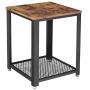 VASAGLE Industrial End Table, 2-Tier Side Table with Storage Shelf, Sturdy, Easy Assembly, Wood Look Accent Furniture, with Metal Frame, Rustic Brown ULET41X