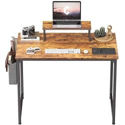 Cubiker Computer Desk 40 Inch Home Office Writing Desk Student Study Desk with Small Table and Storage Bag, Rustic Brown