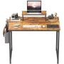 Cubiker Computer Desk 40 Inch Home Office Writing Desk Student Study Desk with Small Table and Storage Bag, Rustic Brown