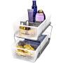 madesmart 2-Tier Organizer Bath Collection Slide-out Baskets with Handles, Space Saving, Multi-purpose Storage & BPA-Fre, Large, Frost-with Dividers