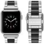 Wearlizer Compatible with Apple Watch Bands 38mm 40mm Mens Womens Replacement for iWatch Strap Silver Stainless Steel and Black Resin Wristband Fashion Bracelet Metal Clasp Series 5 4 3 2 1 Sport