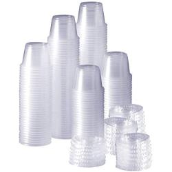 [200 Sets - 1 oz.] Plastic Disposable Portion Cups with Lids, Souffle Cups