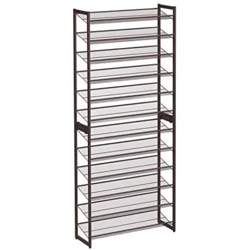 SONGMICS 12-Tier Shoe Rack, Set of 2 Stackable 6-Tier Shoe Organizers, 48-60 Pairs of Shoes, Large Capacity, Metal Mesh Shoe Shelf Storage, Adjustable Flat or Angled Shelves, Bronze ULMR12A