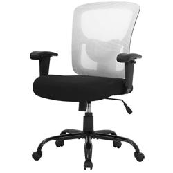 Big and Tall Office Chair 400lbs Desk Chair Mesh Computer Chair with Lumbar Support Wide Seat Adjust Arms Rolling Swivel High Back Task Executive Ergonomic Chair,White