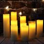 HANZIM Flameless Candles Battery Operated Candles 4'' 5'' 6'' 7'' 8'' 9'' Set of 9 Ivory Real Wax Pillar LED Candles with 10-Key Remote and Cycling 24 Hours Timer (Ivory 9 Pack)