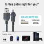 Volutz Equilibrium Series Nylon Braided Micro-USB to USB Cable - Assorted Lengths (10 Feet, 6.5 Feet, 3X 3.3 Feet), Pack of 5