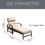 LOKATSE HOME Outdoor Patio Chaise Lounge Chair with Adjustable Backrest and Arms Metal Lounger Furniture All Weather, Khaki