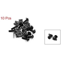 uxcell 10pcs Metal U-Type M6 Motorcycle Fairing Fasteners Clips w Black Bolts Screws