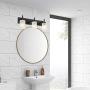 VINLUZ 3-Light Modern Bathroom Vanity Light Fixtures Black Finished Metal Wall Lighting sonces with White Alabaster Glass for Bedrooms Living Rooms Hallway