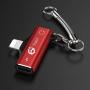 2 in 1 Mini Adapter & Splitter Compatible with iPhone XR/XS MAX/X / 7 Plus Headphone and Charging Converter Comes with Free Metal Key Ring (Red)