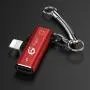 2 in 1 Mini Adapter & Splitter Compatible with iPhone XR/XS MAX/X / 7 Plus Headphone and Charging Converter Comes with Free Metal Key Ring (Red)