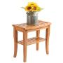 Premium Bamboo Shower Bench with Shelf - Wooden 2-Tier Bathroom and Shoe Organizer with Storage Shelf
