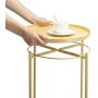 CERBIOR Tray End Table, Round Metal Tray Table Side Sofa Table Anti-Rust and Waterproof Outdoor & Indoor Snack Table Accent Coffee Table Pale Yellow
