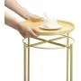 CERBIOR Tray End Table, Round Metal Tray Table Side Sofa Table Anti-Rust and Waterproof Outdoor & Indoor Snack Table Accent Coffee Table Pale Yellow