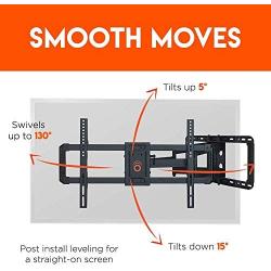 ECHOGEAR Full Motion TV Wall Mount for Big TVs Up to 86'' TVs - Smooth Swivel, Tilt, & Extension - Universal Design Works with Samsung, Vizio, TCL & More - Includes Drilling Template - EGLF2