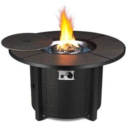 femor 42-in Propane Fire Pit Table, 50,000 BTU Auto-Ignition Fire Bowl with Blue Fire Glass & Waterproof Firepit Table Cover, CSA Certification, Outdoor Fireplace for Patio Courtyard Balcony