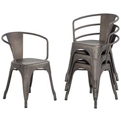 Metal Dining Chairs Set of 4 Patio Chiar Indoor Outdoor Metal Chairs Kitchen Metal Chairs 18 Inch Seat Height Restaurant Chair 330LBS Weight Capacity Tolix Side Metal Stackable Bar Chairs