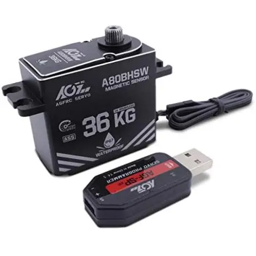 AGFrc 36KG IP67 Waterproof Steering Servo High Torque Programmable Full Metal Gear Digital Brushless Servo for 1/10 RC Models, Control Angle 180° (A80BHSW&AGF-SPV2) AGFrc 36KG IP67 Waterproof Steering Servo High Torque Programmable Full Metal Gear Digital Brushless Servo for 1/10 RC Models, Control Angle 180° (A80BHSW&AGF-SPV2)