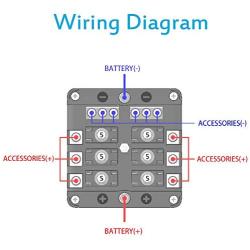 MICTUNING 6 Way Resettable Circuit Breakers Box, 100A Thermal Circuit Breaker Overload Circuit Protector Replace Fuse Box Holder with Waterproof Metal Nut Cover