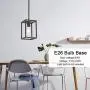 VINLUZ Industrial Metal Lantern 1 Light Kitchen Pendant Light Mini Black Finish Lighting Fixture Adjustable Hanging Ceiling Light for Dining Room Kitchen Cafe Bar