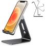 Adjustable Cell Phone Stand, OMOTON C2 Aluminum Desktop Phone Holder Dock Compatible with iPhone 11 Pro Max Xs XR 8 Plus 7 6, Samsung Galaxy, Google Pixel, Android Phones, Black