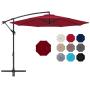 Best Choice Products 10ft Offset Hanging Market Patio Umbrella w/Easy Tilt Adjustment, Polyester Shade, 8 Ribs for Backyard, Poolside, Lawn and Garden - Burgundy