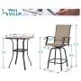 PHI VILLA Patio 3 PC Swivel Bar Sets Textilene High Bistro Sets, 2 Bar Stools and 1 Table, Brown PHI VILLA Patio 3 PC Swivel Bar Sets Textilene High Bistro Sets, 2 Bar Stools and 1 Table, Brown