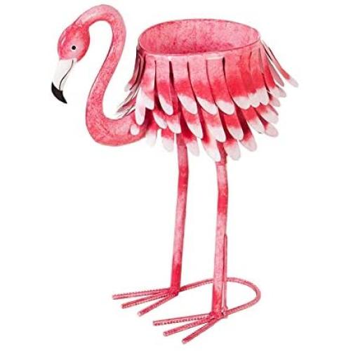 Metal Flamingo Chiller/Planter - 26 x 11 x 31 Inches