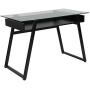 Flash Furniture Huntley Glass Computer Desk with Shelf and Black Metal Legs