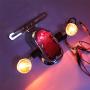 HTTMT- Motorcycle Chrome Amber Metal Tombstone Brake Tail W/Light Signal Compatiable With Big Twin Motorcycle Bike [P/N: XH3118B-A-01-CD+AMBER]