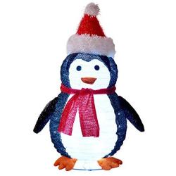 Twinkle Star 2FT Lighted Pop Up Christmas Penguin Decorations, Pre-Lit Light Up 48 LED Cool White Lights, Collapsible Easily Metal Stand Easy-Assembly Reusable for Holiday Xmas Indoor Outdoor Decor