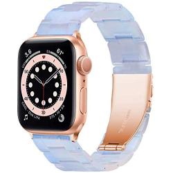 YGTIECS Resin Apple Watch Band Compatible with Apple Watch 42mm/44mm, top Resin Combine with Stainless Steel Connector for iwatch Band Series 6 5 4 3 2 1-Phantom Blue