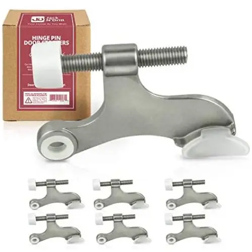 Jack N’ Drill Hinge Pin Door Stop (7 Pack) - Convenient Door Stopper for Door Hinges | Durable, Heavy Duty Metal Construction for Preventing Damaged Walls and Extra Door Security Jack N’ Drill Hinge Pin Door Stop (7 Pack) - Convenient Door Stopper for Door Hinges | Durable, Heavy Duty Metal Construction for Preventing Damaged Walls and Extra Door Security