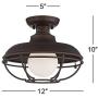 Franklin Park Rustic Farmhouse Outdoor Ceiling Light Fixture Oil Rubbed Bronze Open Cage 12'' White Glass Orb Diffuser Damp Rated for Exterior Barn Porch Patio House Deck - Franklin Iron Works