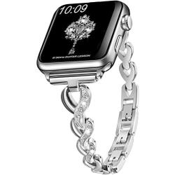 Sangaimei Compatible Bling Band for Apple Watch Band 42mm 44mm Women Rhinestone Stainless Steel Link Band Iwatch Series 6/5/4/3/2/1 Bracelet Metal Strap SIlver Mothers Day